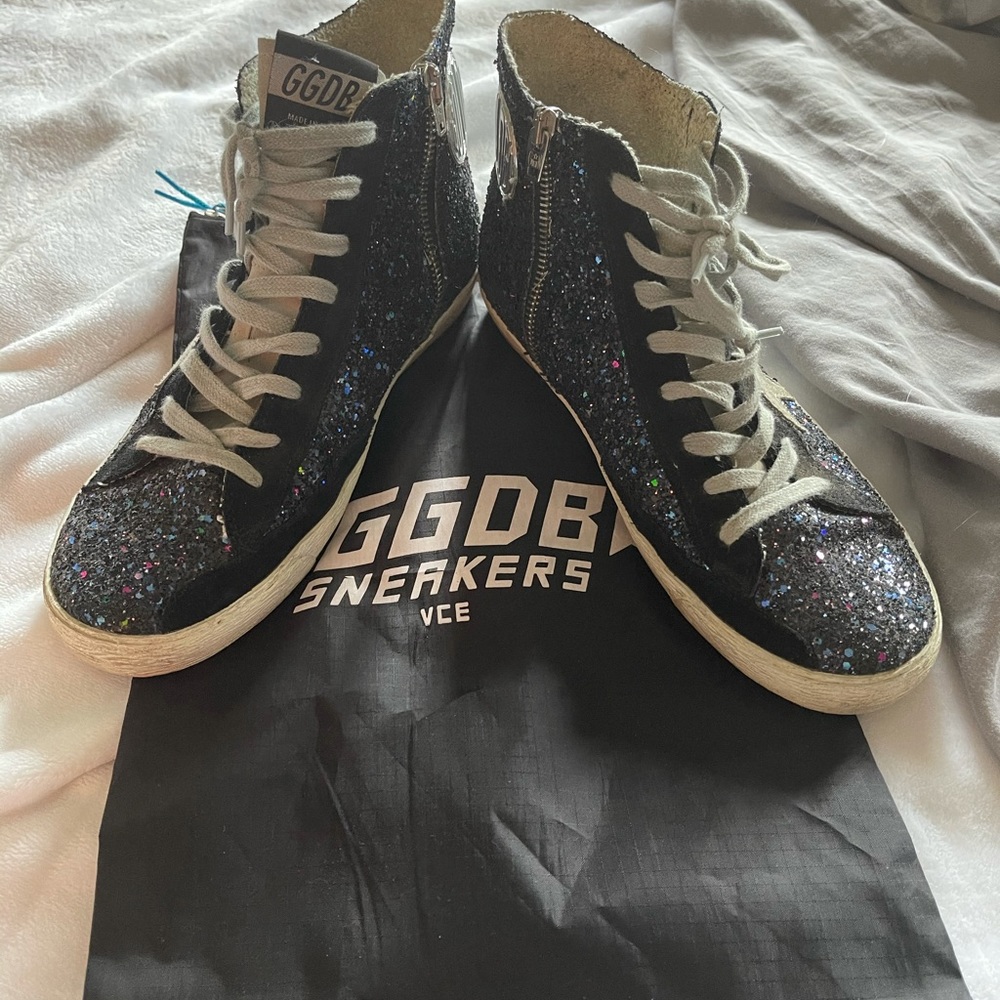 Golden goose hi top glitter